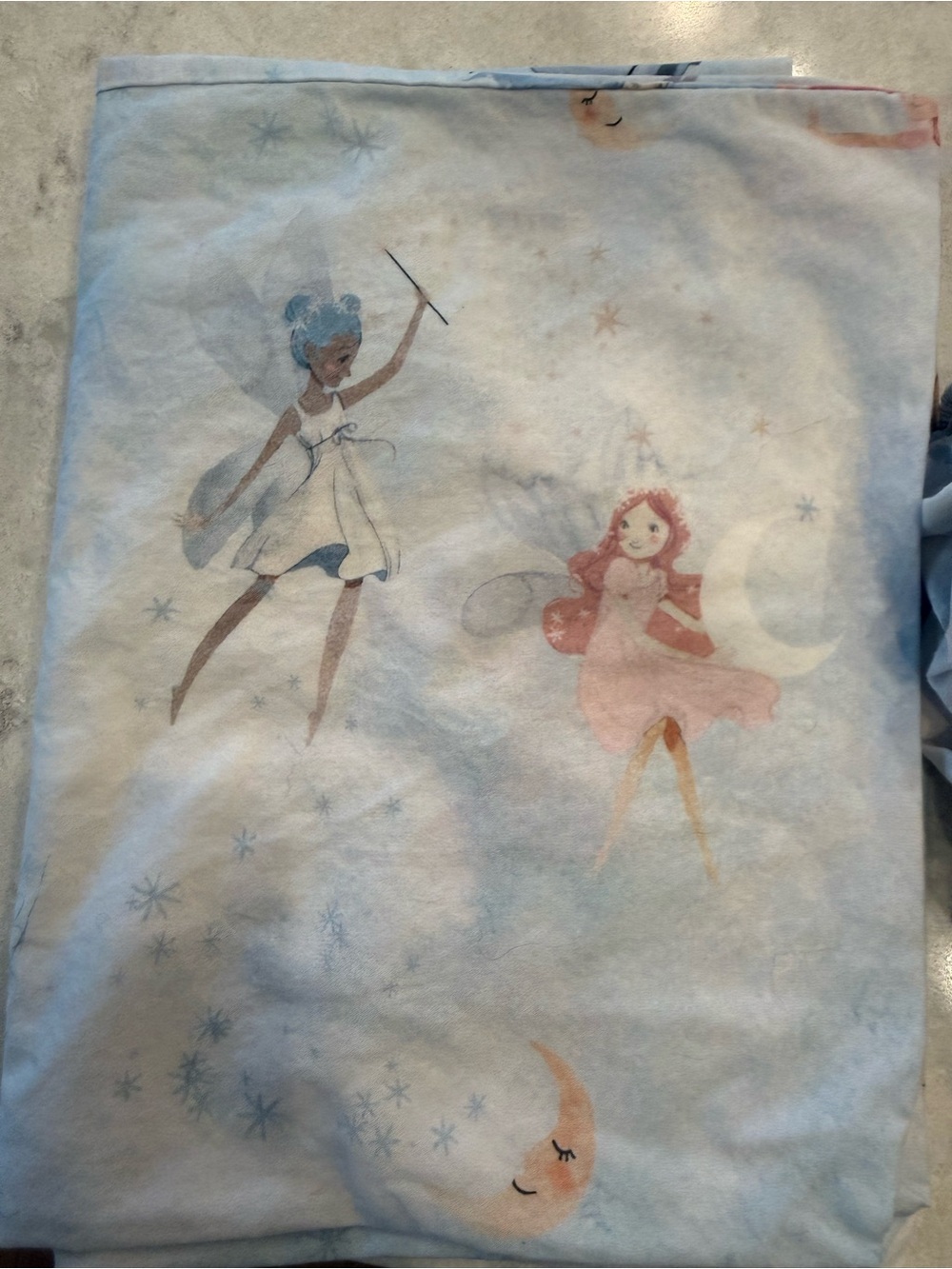 Pottery Barn Kids twin bed sheet set Fairy  Fabric Panel in Blue and Pink